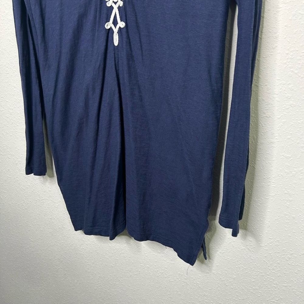 Lilly Pulitzer Women’s Navy Blue Embroidered V Neck Pullover Dress Hoodie Size L - Picture 3 of 13
